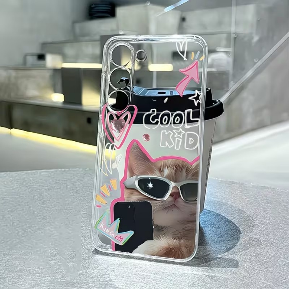Samsung Galaxy A55 - 강아지 패턴 투명 TPU 폰 케이스